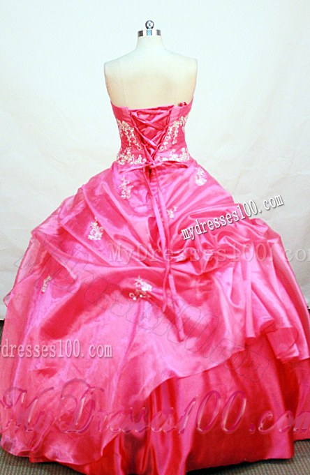 Beaded and Ruched Lace Up Quinceanera Gowns in Hot Pink